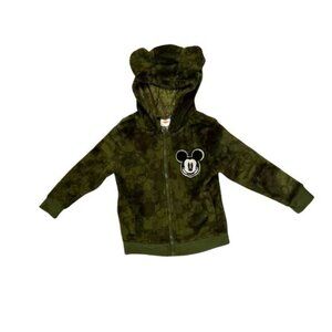 Mickey Mouse Hooded Fleece Jacket with Ear Zip-Up Camo Disney Jr. Size 4T